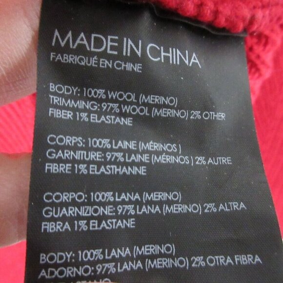 Club Monaco Womens Knit Sweater XS Red Merino Wool Ruffle Boxy Luxury Chunky 456 - Picture 4 of 10